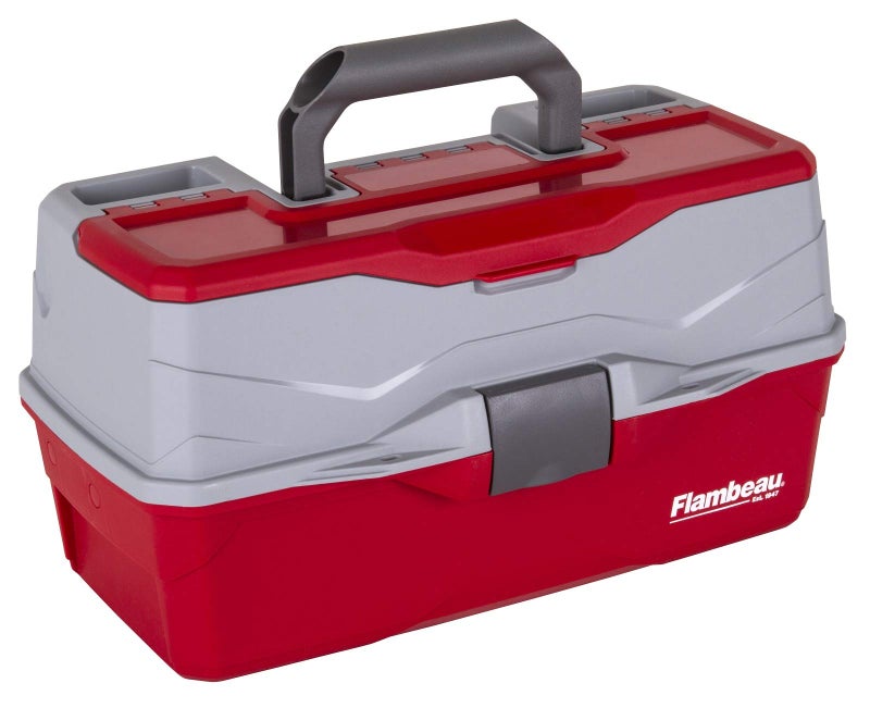 Flambeau Outdoors 6383TB 3-Tray Tackle Box - Classic Fishing Lure Storage Organizer, Large Portable Tackle Box, 32 Tray Compartments, Red/Gray - Image 1